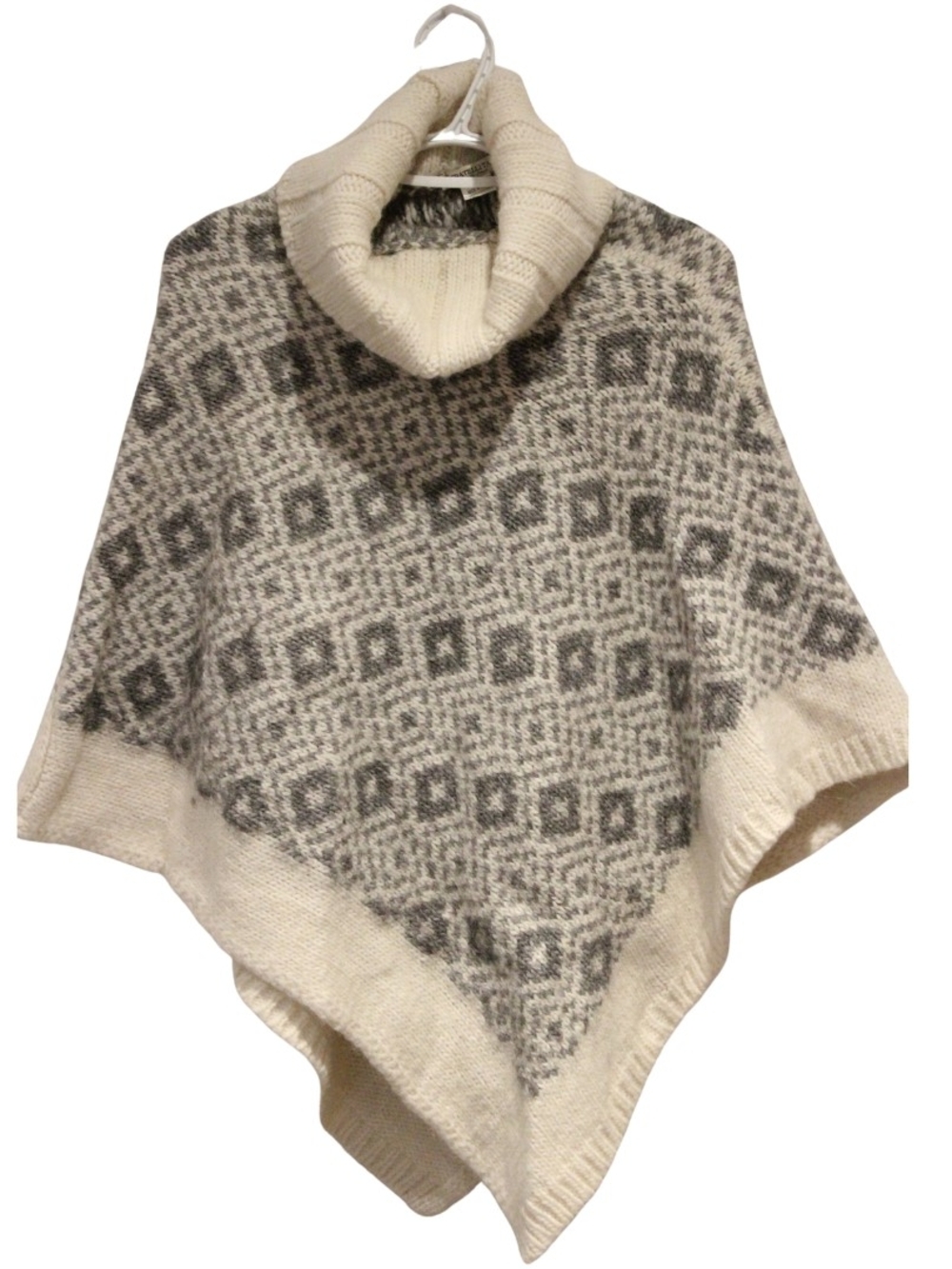 Fratelli Talli Knit Gray and White Cowl Neck Poncho OS